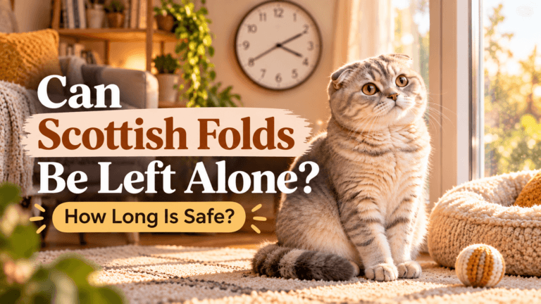 Scottish Fold cat sitting alone by a window at home