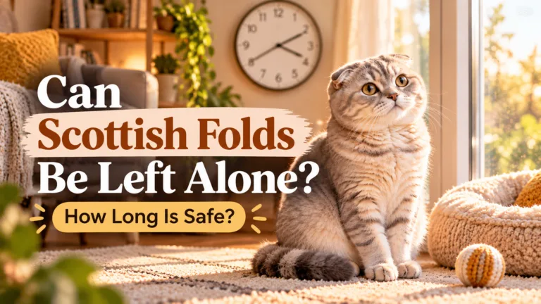 Home 11 Scottish Fold cat sitting alone by a window at home